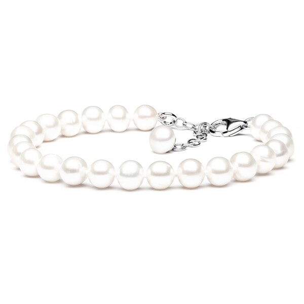 Perlový náramek Stacey - sladkovodní perla, stříbro 925/1000, 18 cm + 3 cm (prodloužení) Bílá