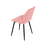 Židle jídelní, růžová látka, černé kovové nohy