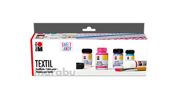 Marabu Textil sada Sweet Candy barvy na světlý textil