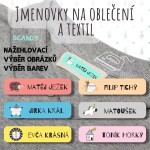 JMENOVKY NA OBLEČENÍ PRO DĚTI 42x Nažehlovačky na textil SCANDI 45x10mm,