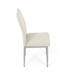 Židle jídelní, krémová látka, šedé kovové nohy