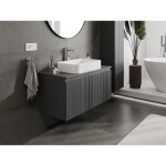 MEXEN/S - Rivel koupelnová skříňka pod umyvadlo 100 cm s deskou, 1 šuplík, reliéf , grafit mat 91A20-10047-1-BFC66