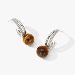 Náušnice s tygřím okem Vesper - stříbrné zapínání, Hnědá