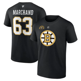 Fanatics Pánské Tričko Brad Marchand #63 Boston Bruins 100th Anniversary Stack Logo Name Number Velikost: