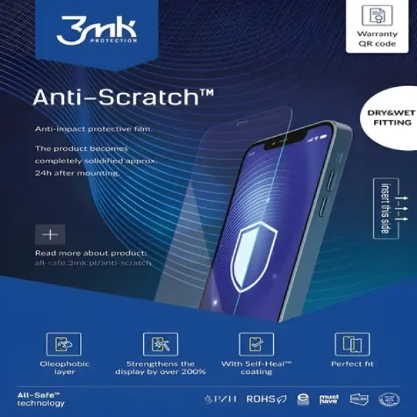 3mk All-Safe AIO Anti-Scratch / Ochranná fólie / Dry Wet Fitting / pro mobilní telefony / 5 ks (5903108471916)
