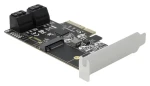 Delock PCIe x4 karta 4x SATA + 1x M.2 / Řadič / JMicron JMB585 / Serial-ATA 600 / Hot Swap / Low profile (90396)