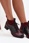 Zazoo 60503 kožené kotníkové boty na podpatku vyhřívané bordó 40