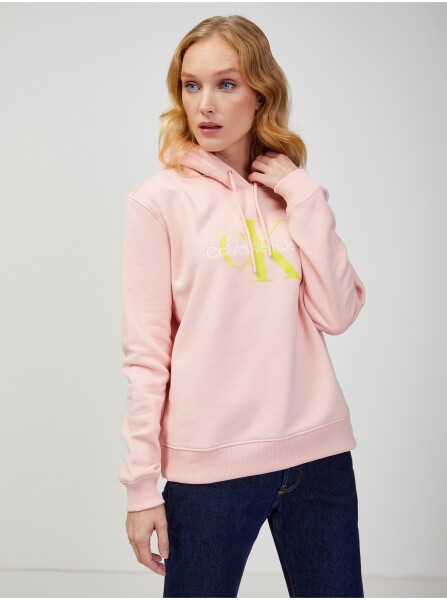 Světle růžová dámská mikina kapucí Calvin Klein Jeans Dámské
