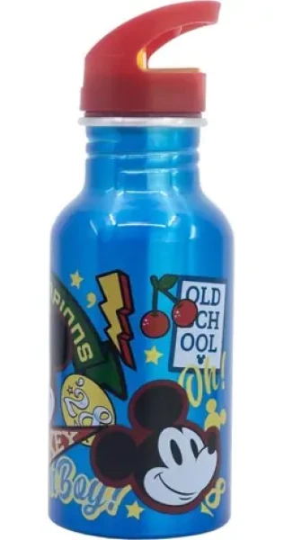 STOR Láhev na pití hliníková Mickey Mouse 545 ml / Šroubovací uzávěr / Protikapací brčko / Bez BPA (81125)