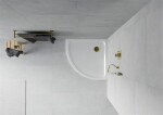MEXEN/S - Flat sprchová vanička čtvrtkruhová slim 80 x 80, bílá + zlatý sifon 41108080G