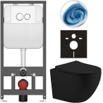 CERANO - Kompletní WC set Basic/Cesso - černá matná - WC tlačítko Dualo/Bílá - závěsné - předstěnová instalace - 49x36 CER-8050BD86198