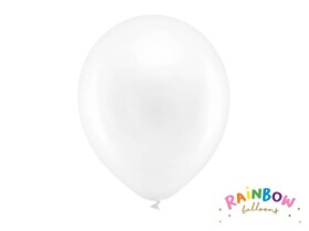 PartyDeco balónky bílé metalické 30 cm (10 ks)