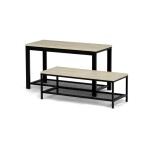 Botník 2 police, MDF dekor dub sonoma, kov - černý matný lak