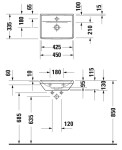 DURAVIT - D-Neo Umývátko 45x34 cm, bez otvoru pro baterii, bílá 0738450070