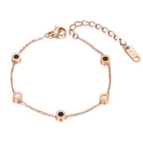 Ocelový náramek Sofia Gold - chirurgická ocel, římské číslice, Zlatá 15 cm + 5 cm (prodloužení)