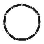 Luxusní pánský náramek s černým onyxem Antonio, Černá 19 cm