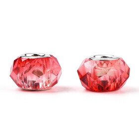 Korálky evropského typu - 14 x 8,5 mm - dvoubarevné - 1 ks Dvě barvy: Červenobílá