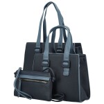 Módní dámský koženkový set kabelek Shanya, tmavě modrý