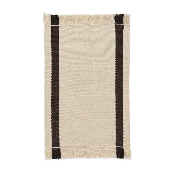 Ferm LIVING Vlněná rohožka Kelim Coffee 50 x 70 cm, béžová barva, textil