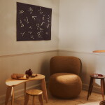 Ferm Living Nástěnná textilní mapa souhvězdí Constellation Dark Blue, modrá barva, textil