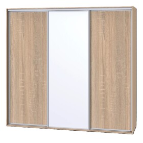 Nábytek Mikulík Skříň ONYX - 2x plné dveře + 1x zrcadlo (š 210-270 cm/v 220 cm) ROZMĚR: (š/v/h) 260 x 220 x 60 cm