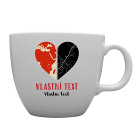 Personalizovaný MEGA XXL keramický hrnek 1 000 ml - Dvě místa, jedno srdce