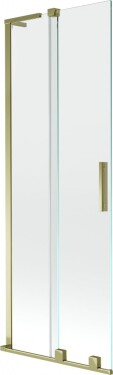 MEXEN/S - Velar L dvoukřídlá posuvná vanová zástěna 70 x 150, transparent, zlatá 896-070-003-01-50