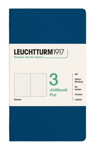Zápisník Jottbook pur A6, 64l, tečkovaný, Indigo, 3ks