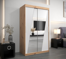 Šatní skříň Abi R0 Barva korpusu: Dub artisan, Rozměry: 100 cm, Dveře: Bílá
