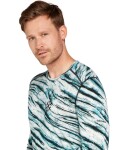 Pánské merino tričko s dlouhým rukávem ICEBREAKER Mens 200 Oasis LS Crewe POW AOP, Snow Aop velikost: L