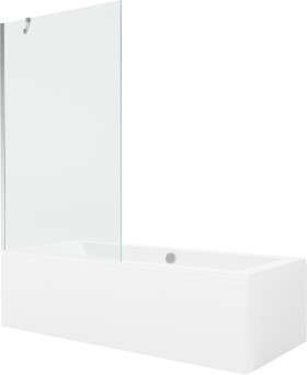 MEXEN/S - Cube obdélníková vana 180 x 80 cm s panelem + vanová zástěna 100 cm, transparent, chrom 550518080X9510000001