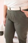 Dámské bavlněné kalhoty Plus Size s páskem khaki 4XL