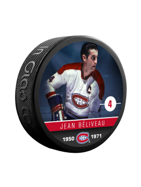 Inglasco / Sherwood Puk Jean Béliveau #4 Montreal Canadiens Souvenir Collector Hockey Puck