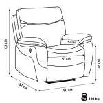 TV a relaxační křeslo s elektrickým ovládáním, potah coffee látka v dekoru vintage, 1 motor 240V