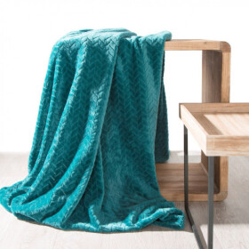 Tyrkysová hřejivá deka s geometrickým motivem Šířka: 200 cm | Délka: 220 cm