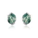 LUNICA Stříbrné náušnice MECHOVÝ ACHÁT 1030