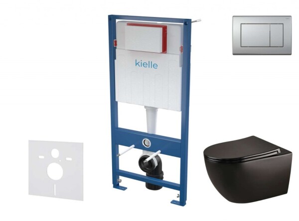 Kielle - Genesis Set předstěnové instalace, klozetu Gaia, sedátka softclose a tlačítka Gemini III, matný chrom 30505SS45