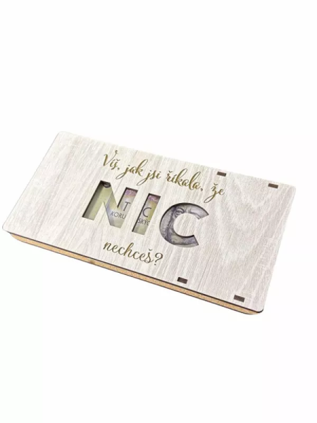 Mdeco Dřevěná krabička na peníze 20x10cm žíhaná - Víš jak si říkala