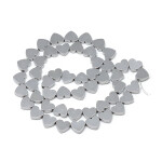 Syntetický hematit - srdce - 6 x 6 x 2 mm - příčný průvlek - platinové - 1 ks