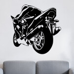 Samolepka Sportovní motorka Barva: černá, Velikost: 60 x 59 cm