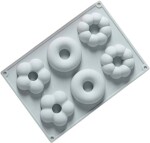 Dortisimo Silikonová forma na pečení/na mražené dezerty Květiny a donuty (na 6 ks) 6,5 cm