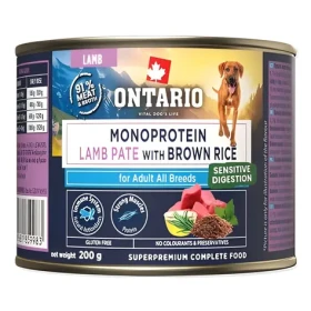 Ontario Adult / Konzerva pro dospělé psy / Jehněčí monoprotein paté s hnědou rýží / 200 g (214-859983)