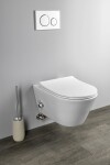 SAPHO - AVVA CLEANWASH závěsná WC mísa, Rimless, integrovaná baterie a bidet. sprška, 35,5x53cm, bílá 100315