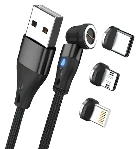 RealPower Magnetic 3A černá / Magnetický nabíjecí kabel / USB-A / 2 m / 6 adaptérů (439643)