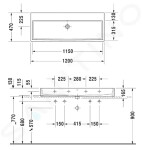 DURAVIT - Vero Air Dvojumyvadlo 1200x470 mm, s přepadem, bez otvoru pro baterii, WonderGliss, bílá 23501200281