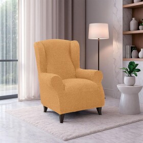 Super strečové potahy RUBINIA zlatá křeslo ušák (š. 70 - 95 cm)