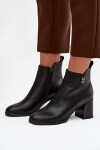 Zateplené dámské kotníkové boty z pravé kůže na podpatku Černé Jovelle 36