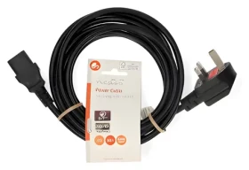 Nedis napájecí kabel UK-IEC C13 černá / Napájecí kabel / úhlová zástrčka / poniklované konektory / 3 m (CEGL11100BK30)