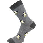 VOXX Ponožky dětské slabé z merino PENGUINIK s ionty stříbra ŠEDÉ 30-34 120122