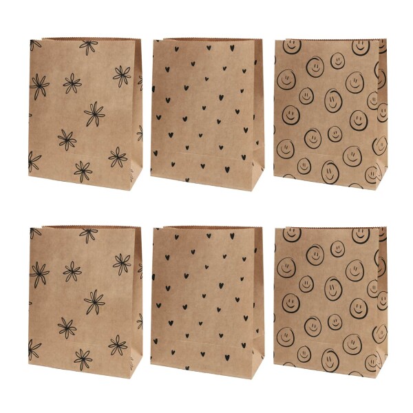 Eulenschnitt Papírový sáček Illustrations 27 × 21 cm – set 6 ks, hnědá barva, přírodní barva, papír